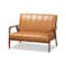 Baxton Studio Nikko Mid-century Modern Tan Faux Leather and Walnut Brown finished Wood 3-Piece Living Room Set 175-10974-10975-10976-Zoro - alternate 6
